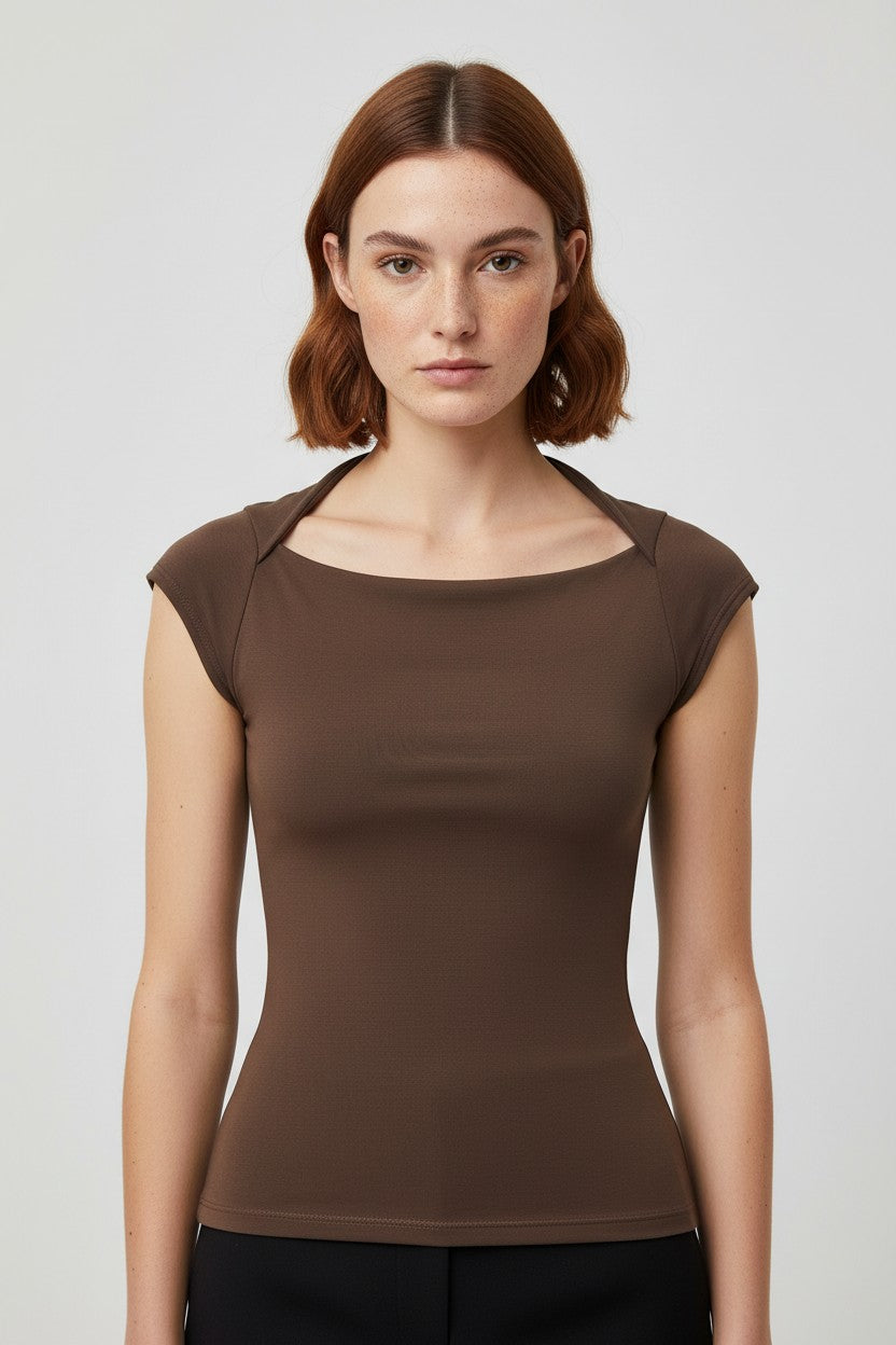 Zara Damen Top Braun Größe S