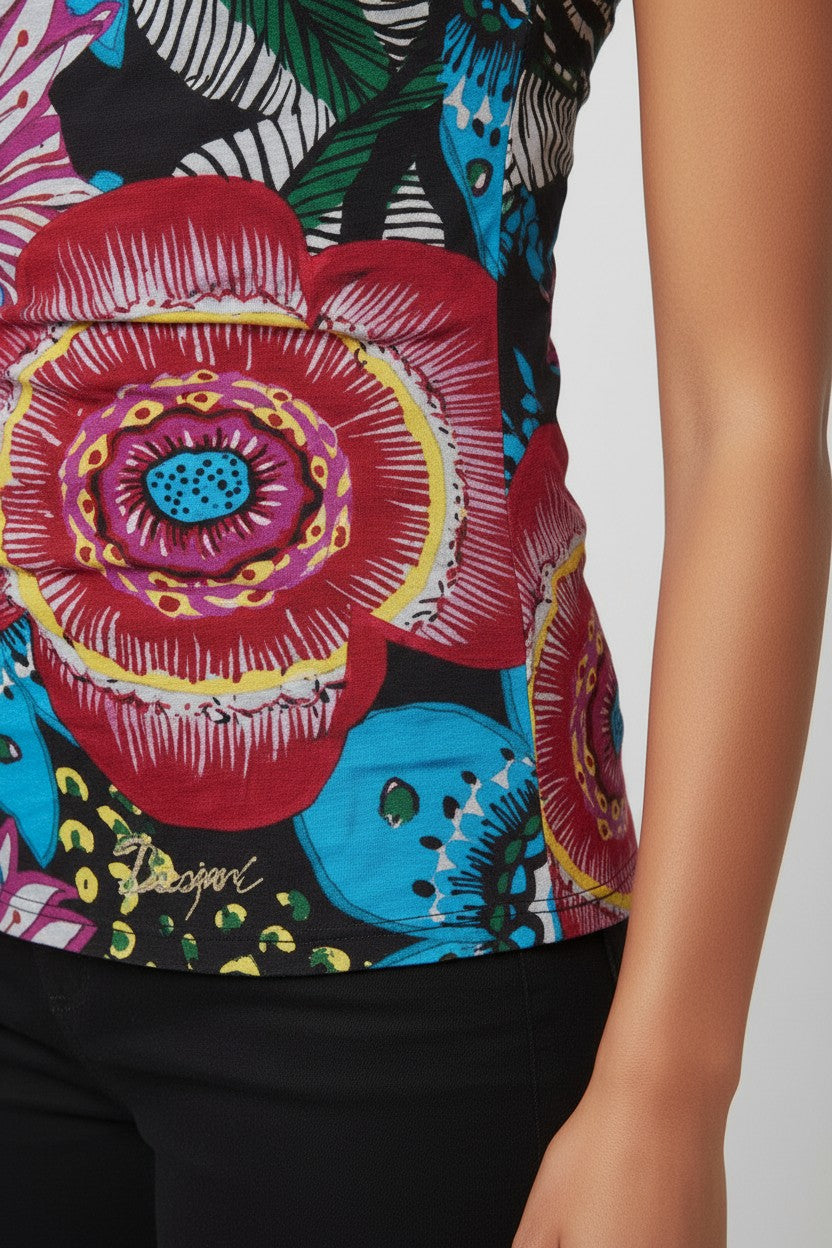 Desigual Damen Top Schwarz Mehrfarbig Größe M
