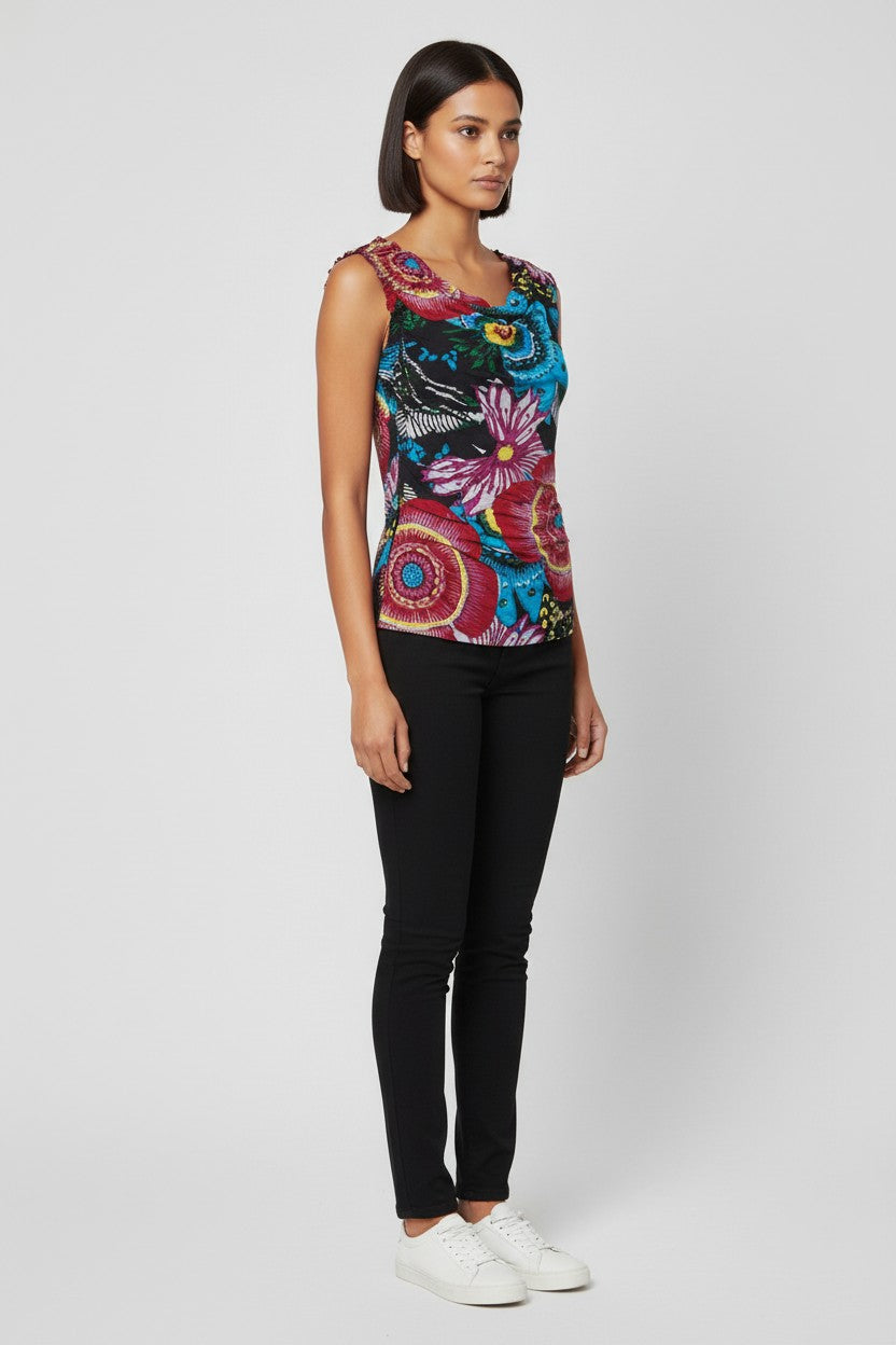 Desigual Damen Top Schwarz Mehrfarbig Größe M