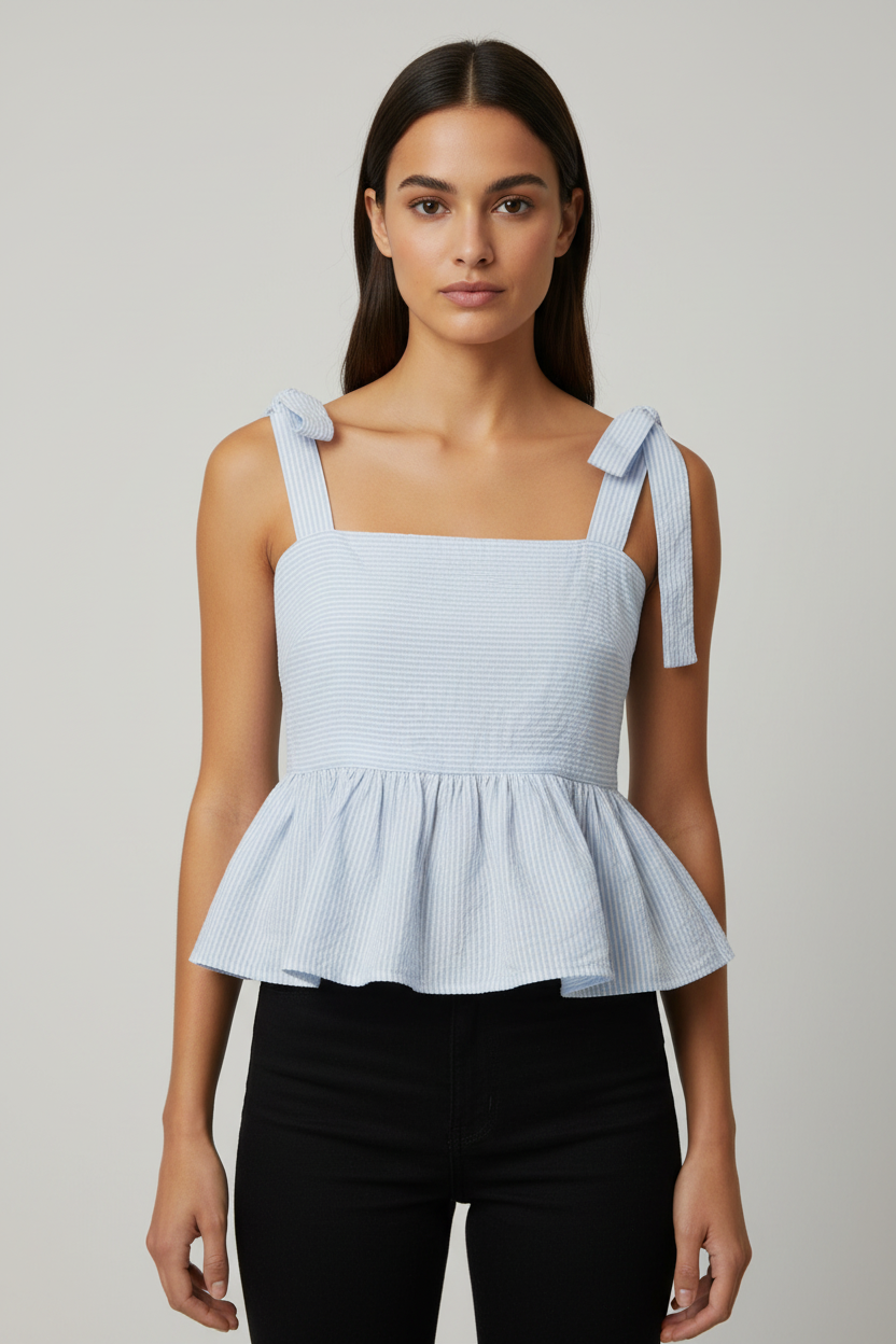 Envii Damen Top Blau Weiß Größe S