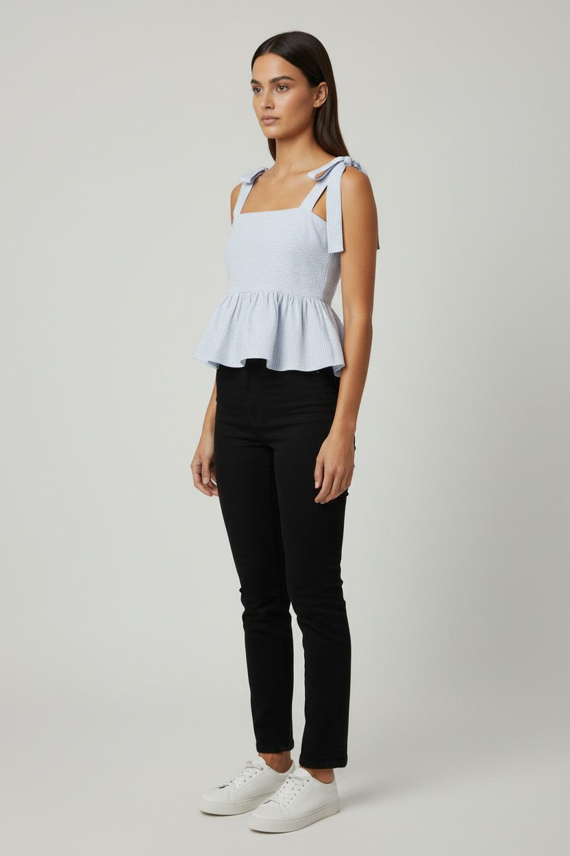 Envii Damen Top Blau Weiß Größe S