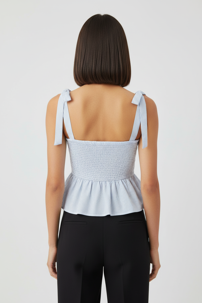 Envii Damen Top Blau Weiß Größe S