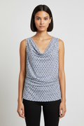 ESPRIT Damen Top Blau Weiß Größe L