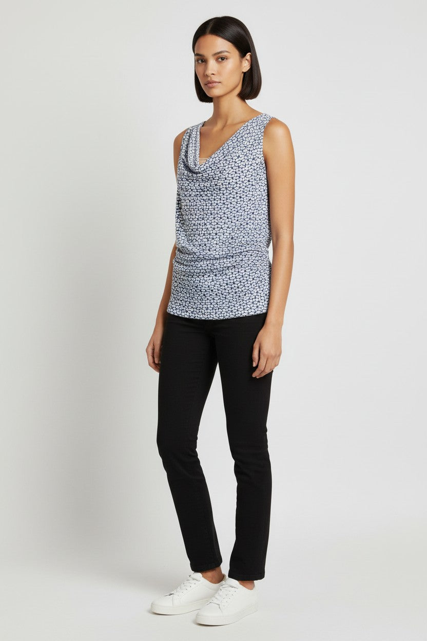 ESPRIT Damen Top Blau Weiß Größe L