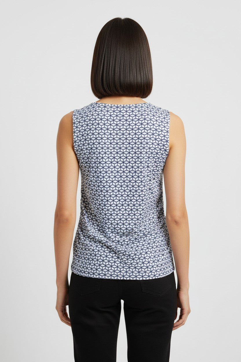 ESPRIT Damen Top Blau Weiß Größe L