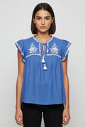 H&M Damen Top Blau Mehrfarbig Größe XL