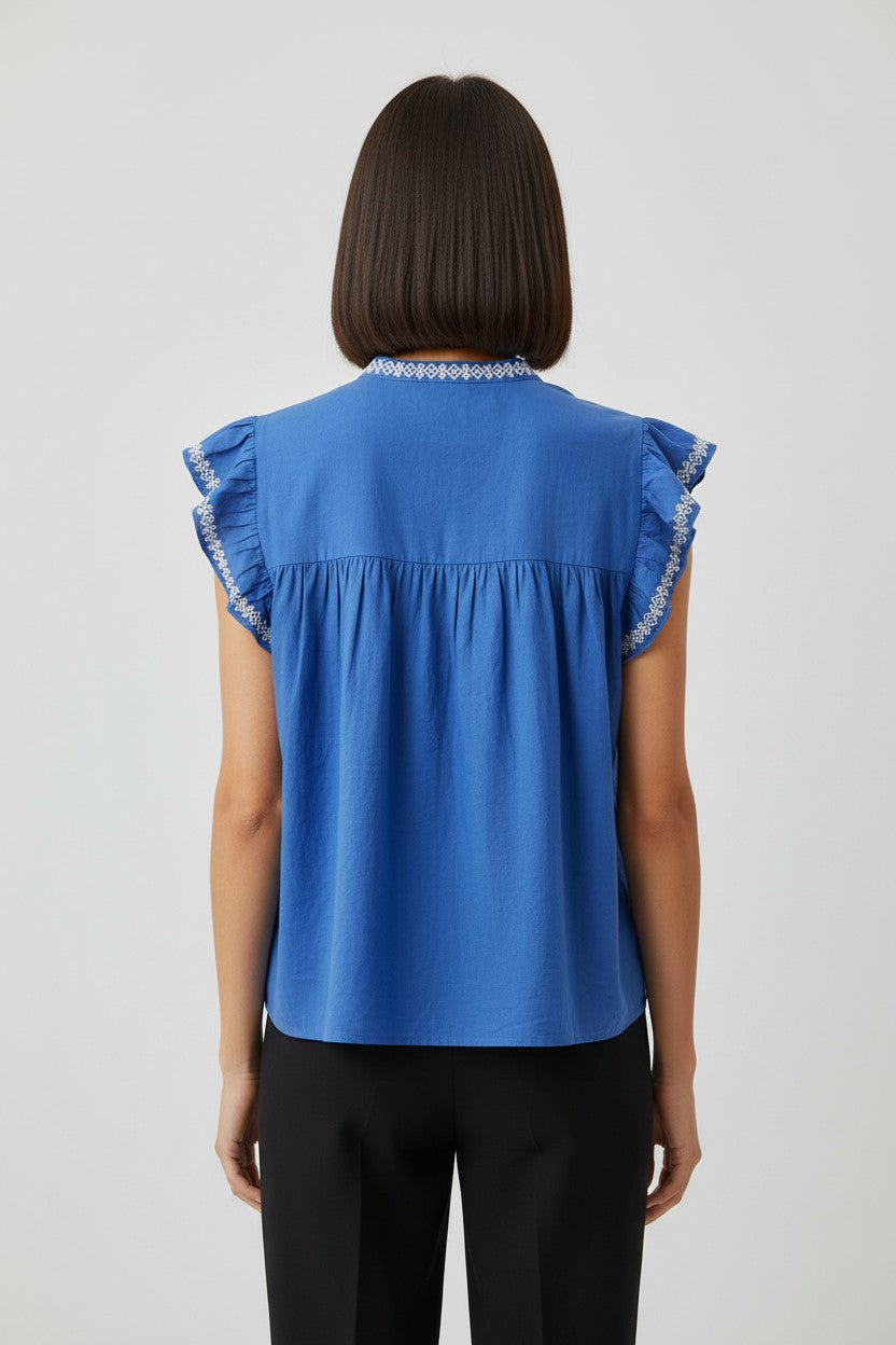 H&M Damen Top Blau Mehrfarbig Größe XL