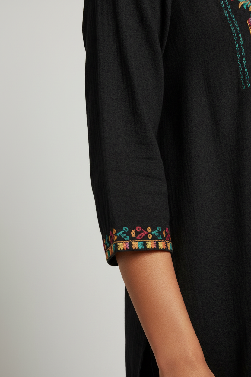 Higustar Damen Top Schwarz Mehrfarbig Größe 2XL