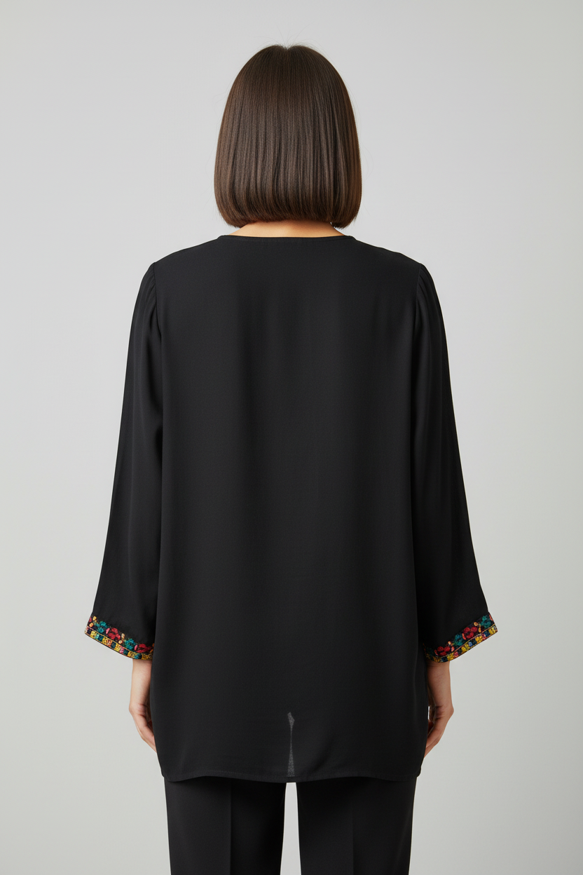 Higustar Damen Top Schwarz Mehrfarbig Größe 2XL