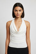 Musera Damen Neckholder Top Weiß Größe S