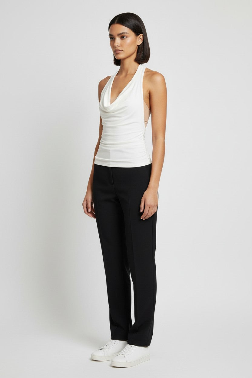Musera Damen Neckholder Top Weiß Größe S
