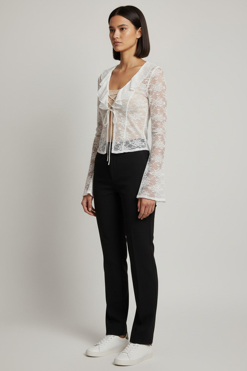 Musera Damen Wickeltop Weiß Größe L