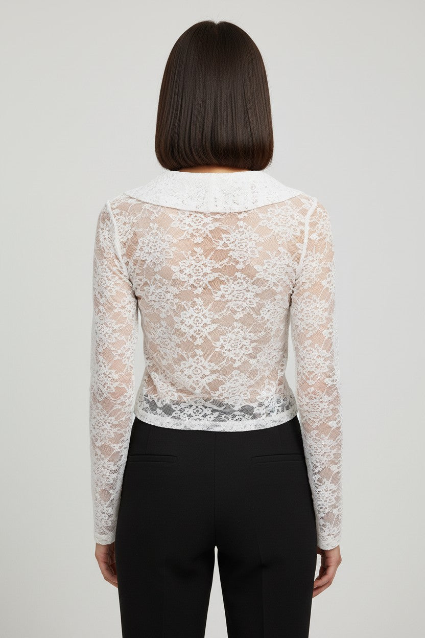 Musera Damen Wickeltop Weiß Größe L