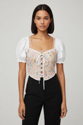 Shein Mod Damen Crop Top Weiß Mehrfarbig Größe XL