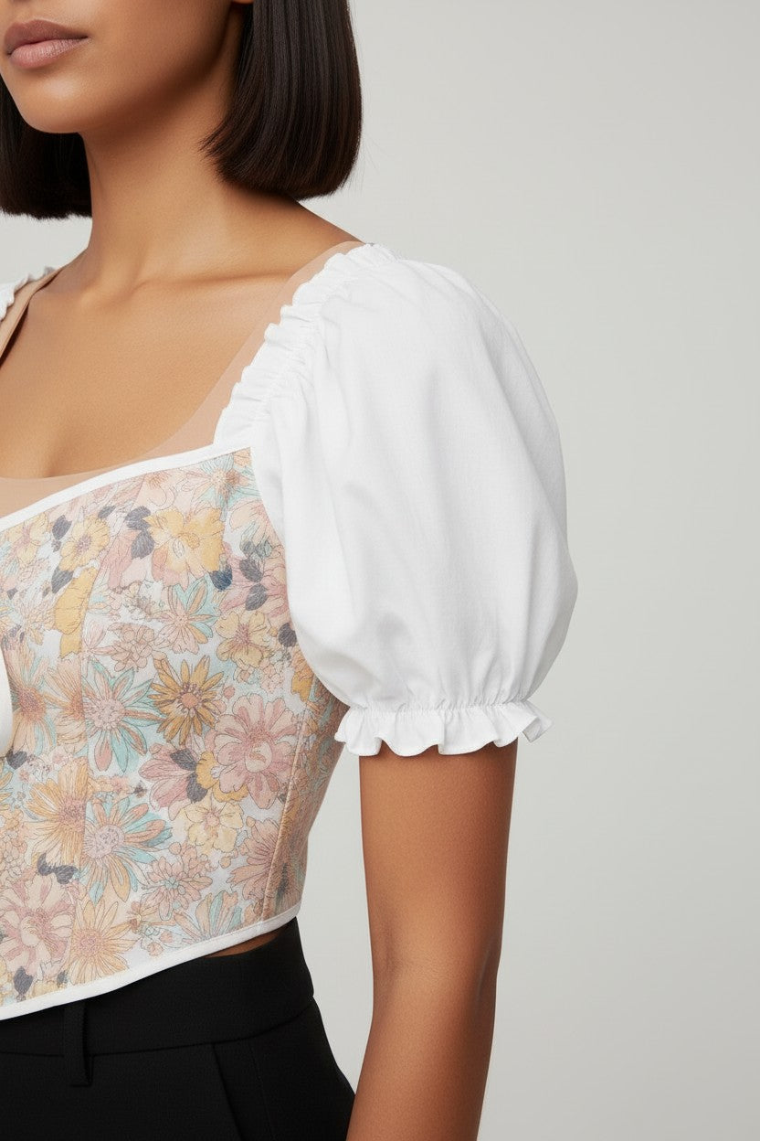 Shein Mod Damen Crop Top Weiß Mehrfarbig Größe XL