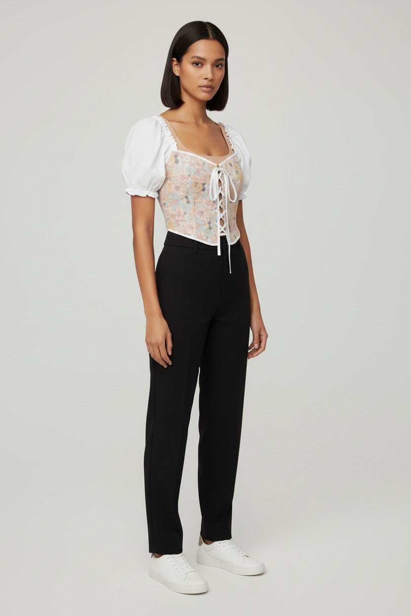 Shein Mod Damen Crop Top Weiß Mehrfarbig Größe XL