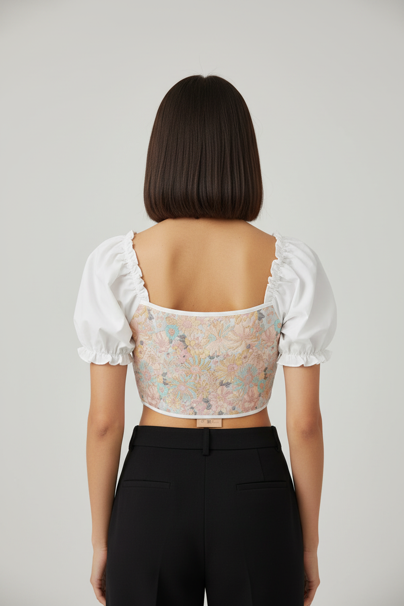 Shein Mod Damen Crop Top Weiß Mehrfarbig Größe XL