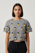 Zara Damen Top Grau Gelb Grün Größe L
