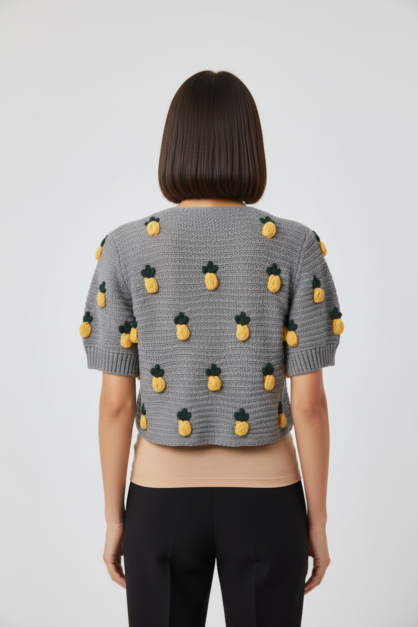 Zara Damen Top Grau Gelb Grün Größe L