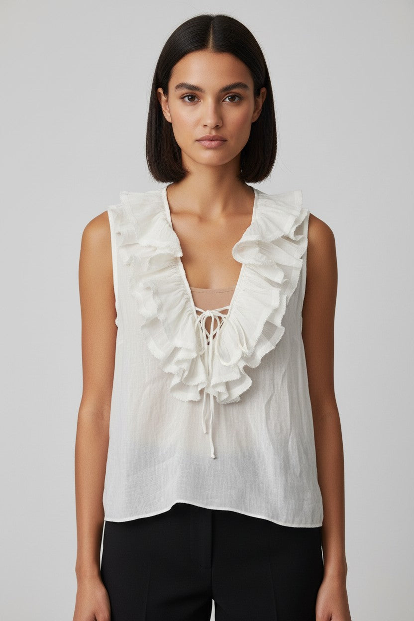 Zara Damen Top Weiß Größe M