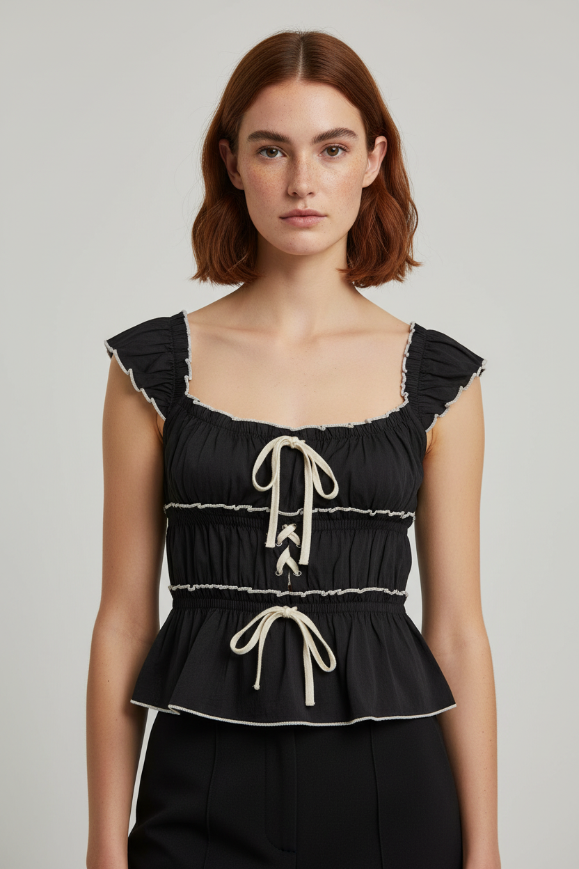 Cider Damen Top Schwarz Größe M