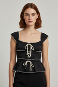 Cider Damen Top Schwarz Größe M