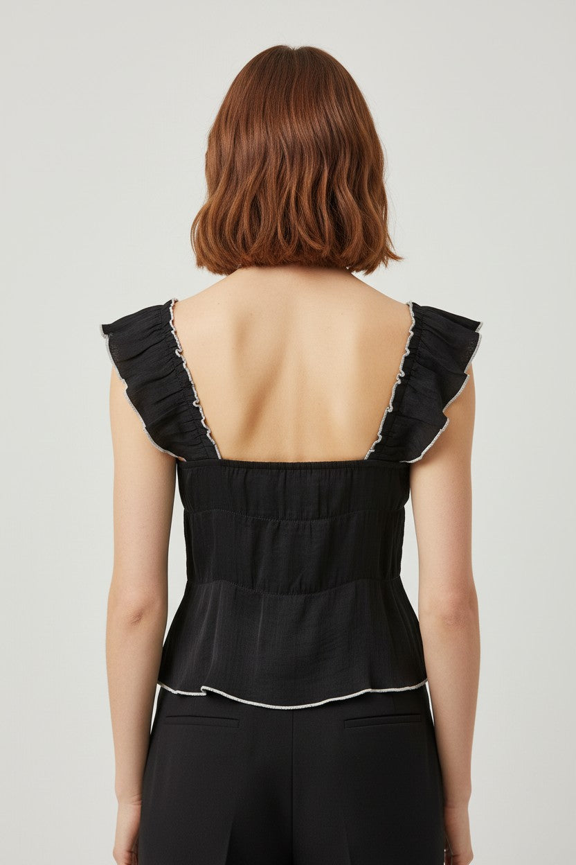 Cider Damen Top Schwarz Größe M