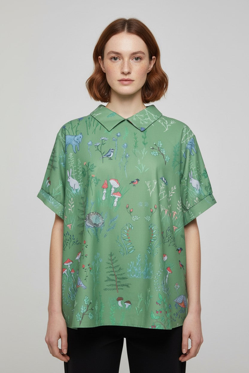 Damen Top Grün Mehrfarbig Größe 2XL