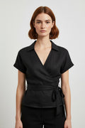 Fashion Elle Damen Wickeltop Schwarz Größe M