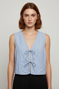 Primark Damen Wickeltop Blau Weiß Größe XL