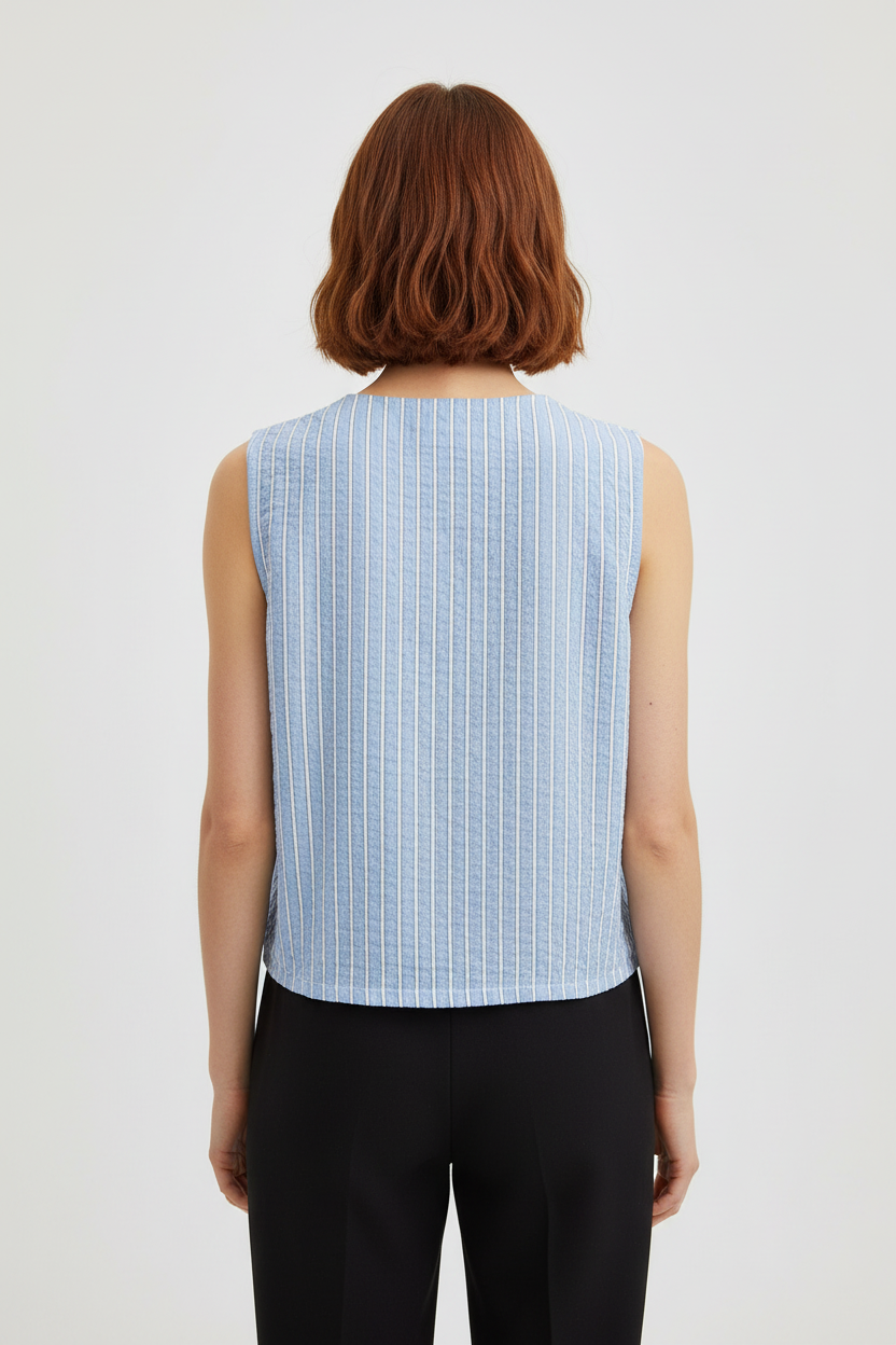 Primark Damen Wickeltop Blau Weiß Größe XL