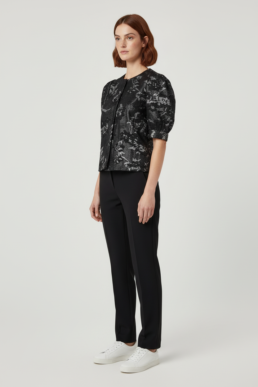 Soyaconcept Damen Top Schwarz Silber Größe M