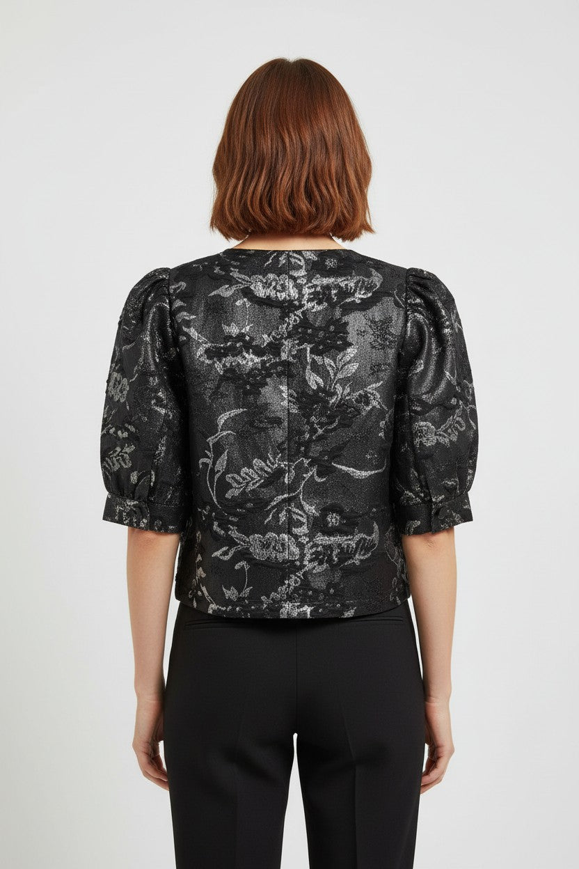 Soyaconcept Damen Top Schwarz Silber Größe M