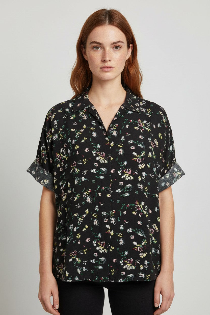 Uniqlo Damen Top Schwarz Mehrfarbig Größe 2XL