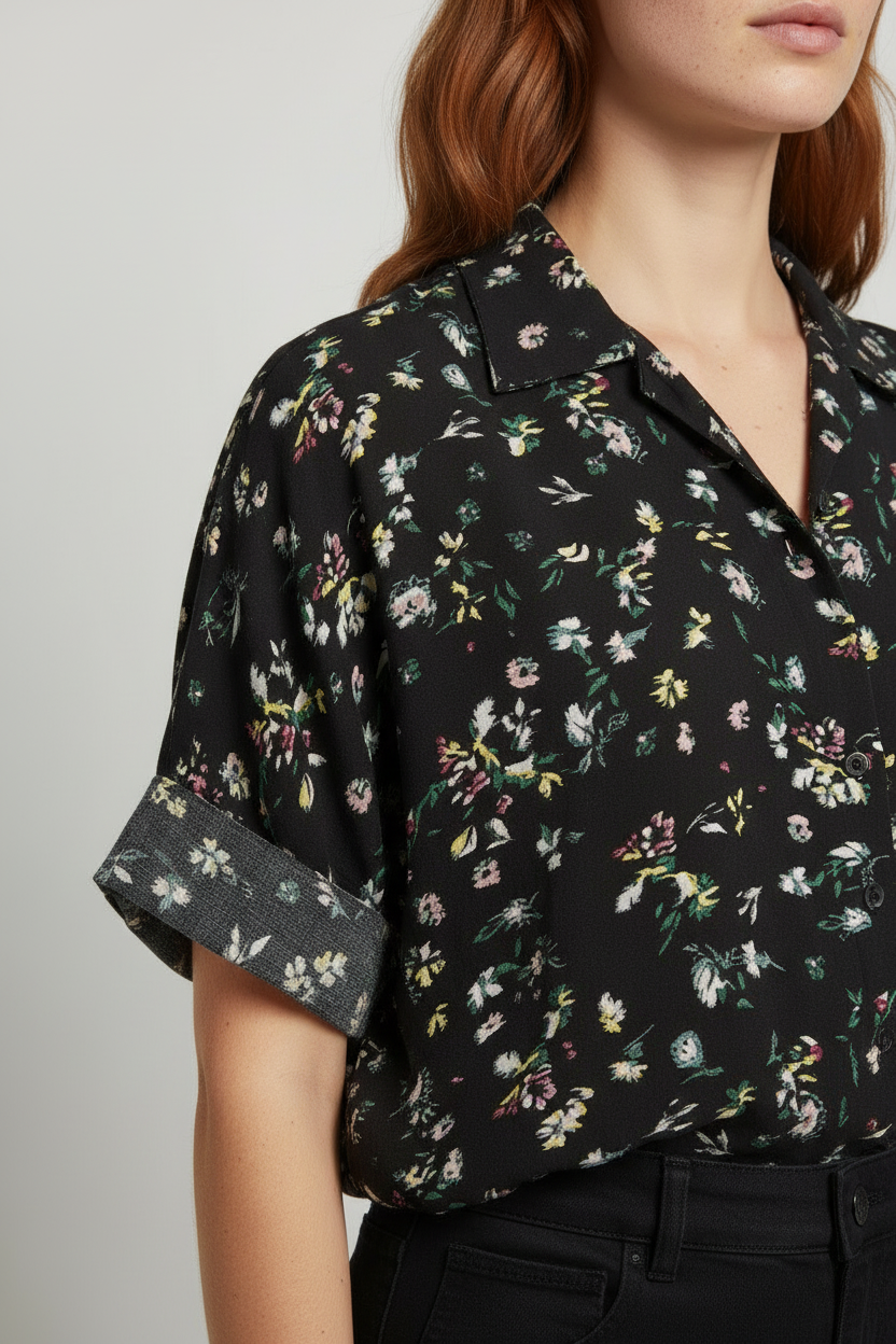 Uniqlo Damen Top Schwarz Mehrfarbig Größe 2XL