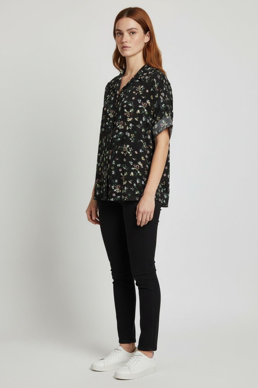 Uniqlo Damen Top Schwarz Mehrfarbig Größe 2XL