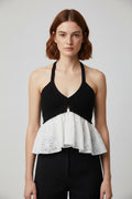 Zara Damen Top Schwarz Weiß Größe L