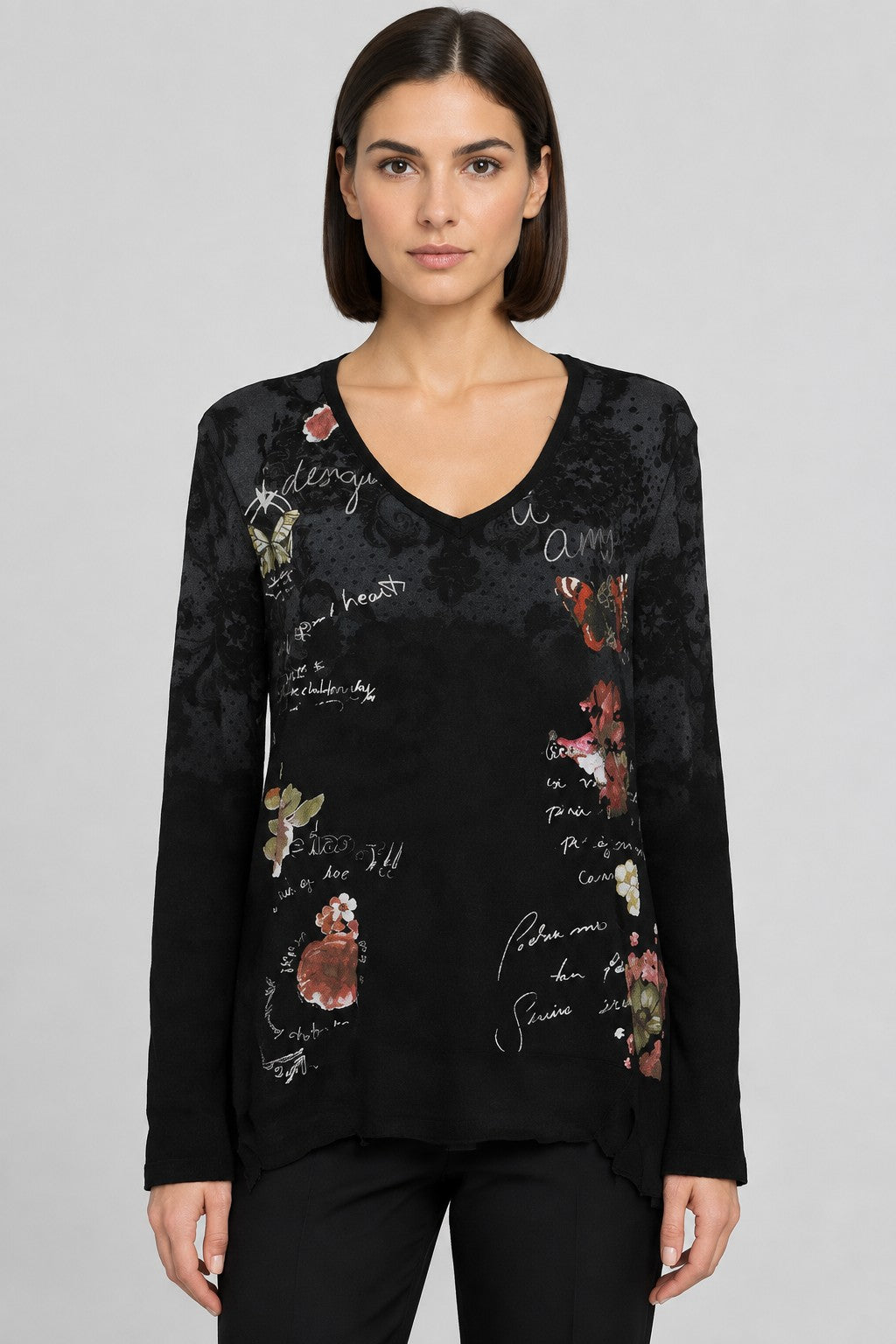 Desigual Damen Top Schwarz Mehrfarbig Größe L