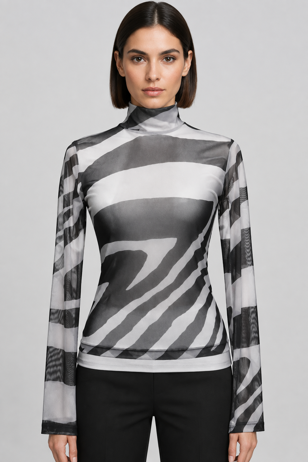 Gina Tricot Damen Top Schwarz/Grau Größe S