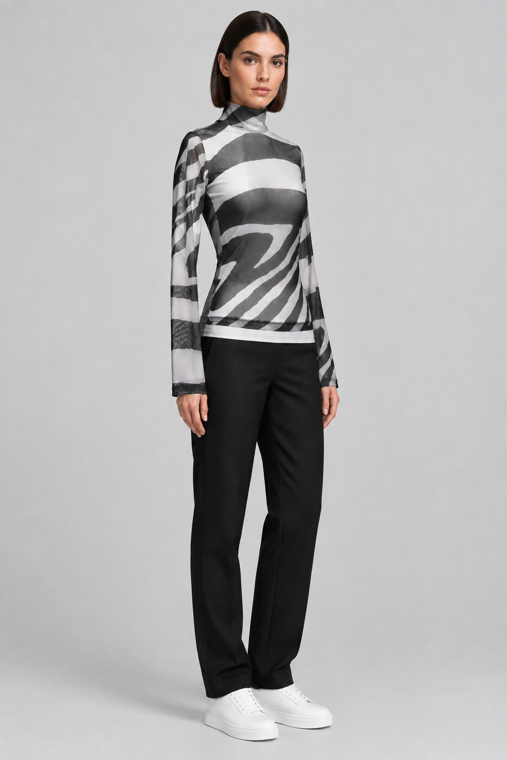 Gina Tricot Damen Top Schwarz/Grau Größe S