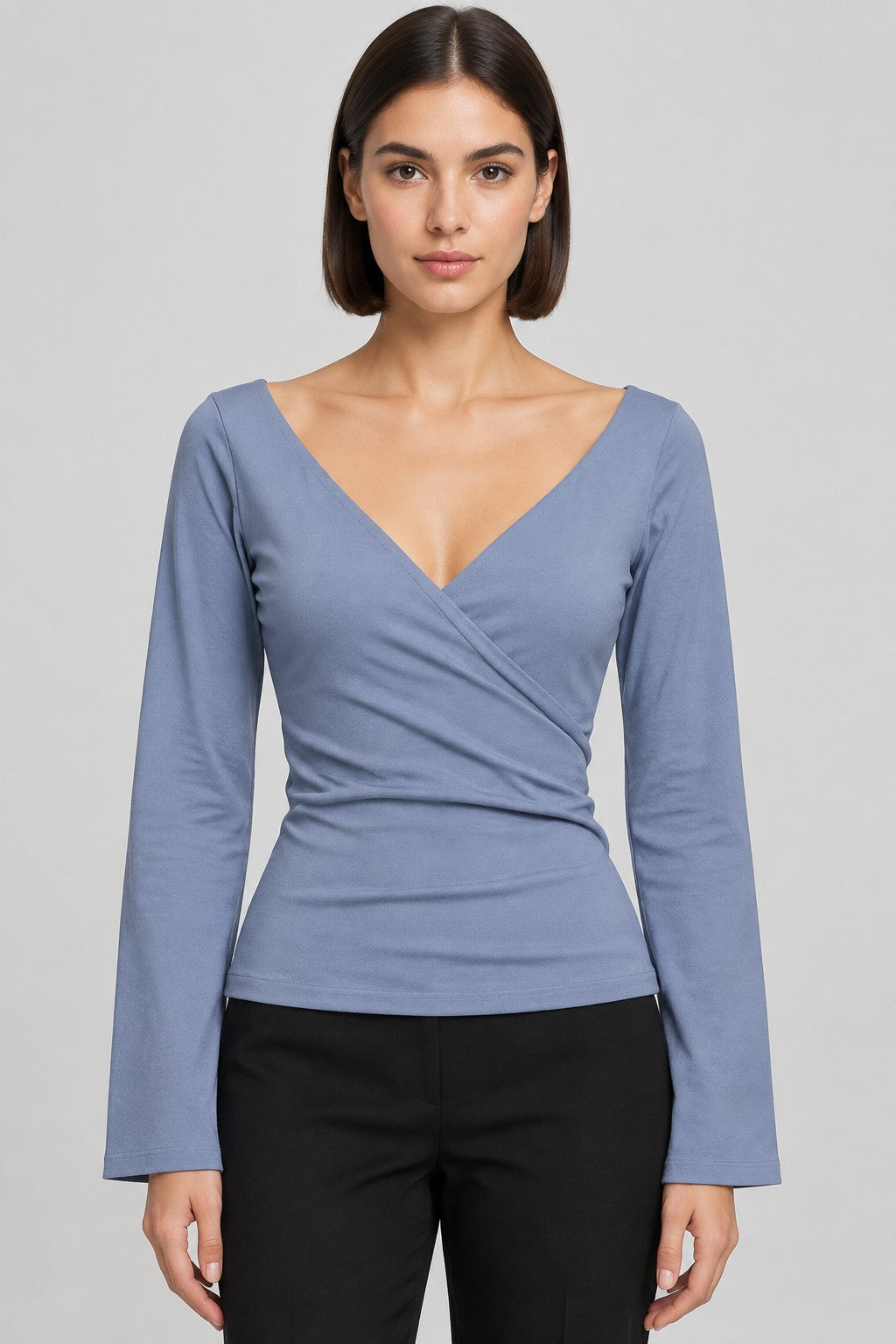 NA-KD Damen Off Shoulder Overlap Top Blau Größe XS