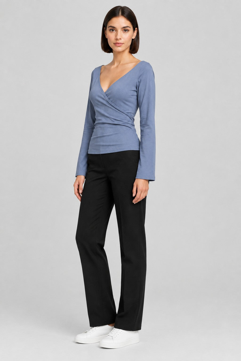 NA-KD Damen Off Shoulder Overlap Top Blau Größe XS