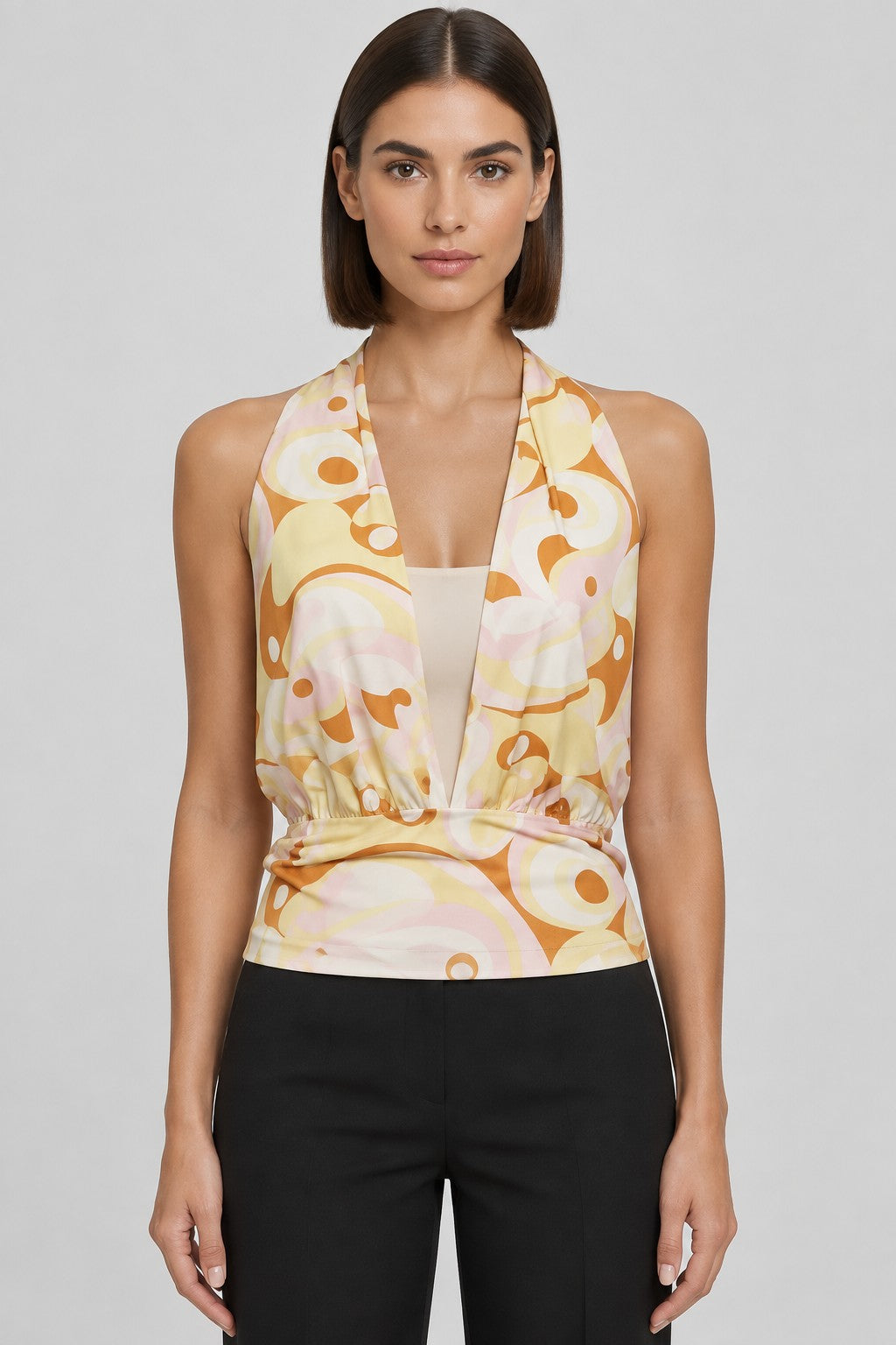 NLY One Damen Top Gelb Pink Braun Größe XL