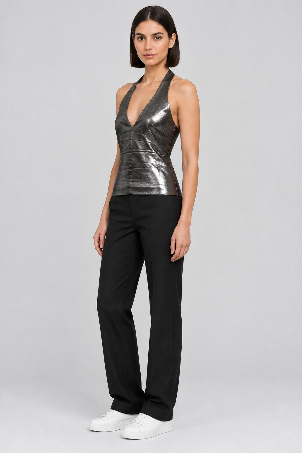 Zara Damen Top Silber Größe M