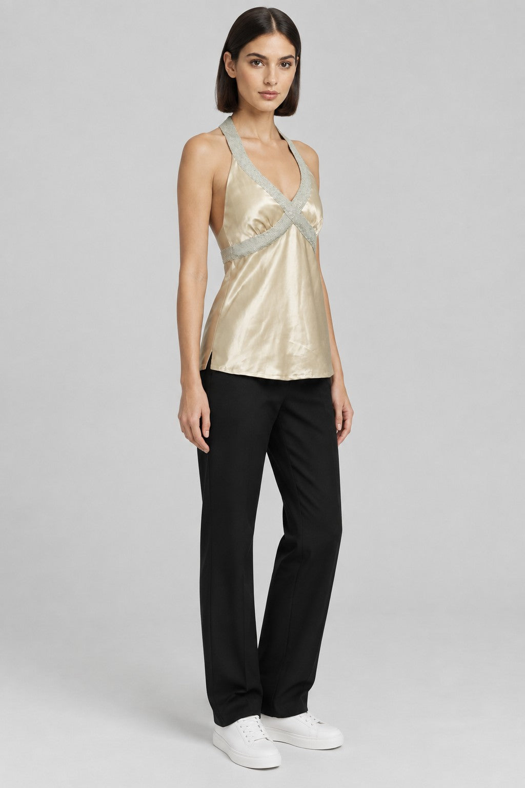 Bik Bok Damen Neckholder Top Beige Größe M