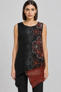 Desigual Damen Top Schwarz Rot Mehrfarbig Größe L