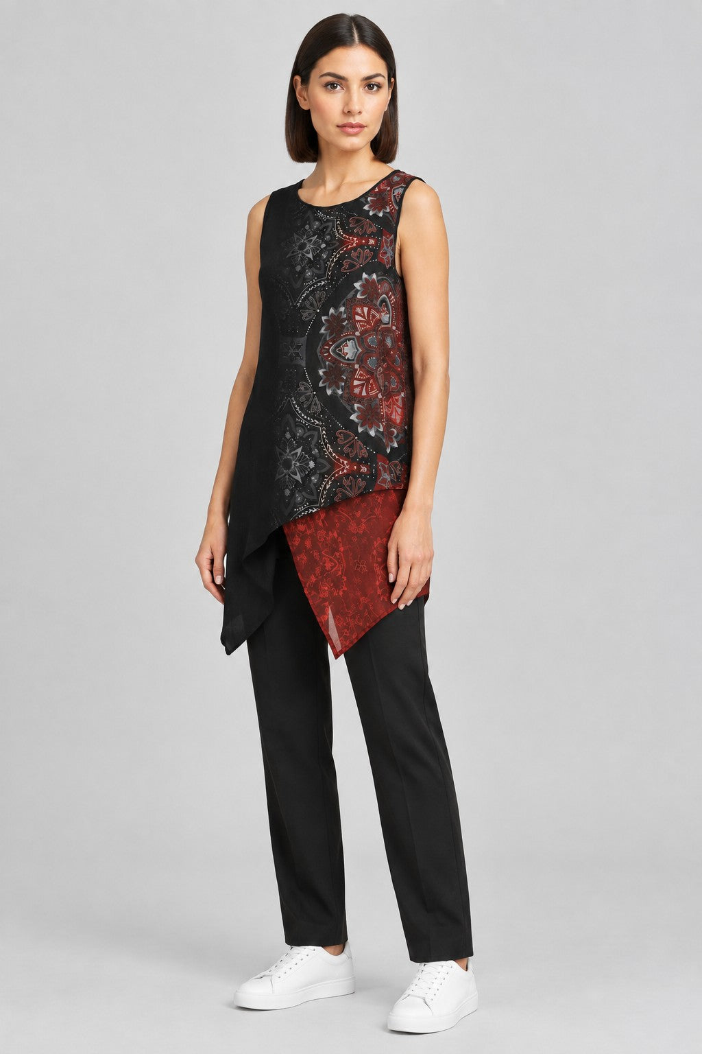 Desigual Damen Top Schwarz Rot Mehrfarbig Größe L