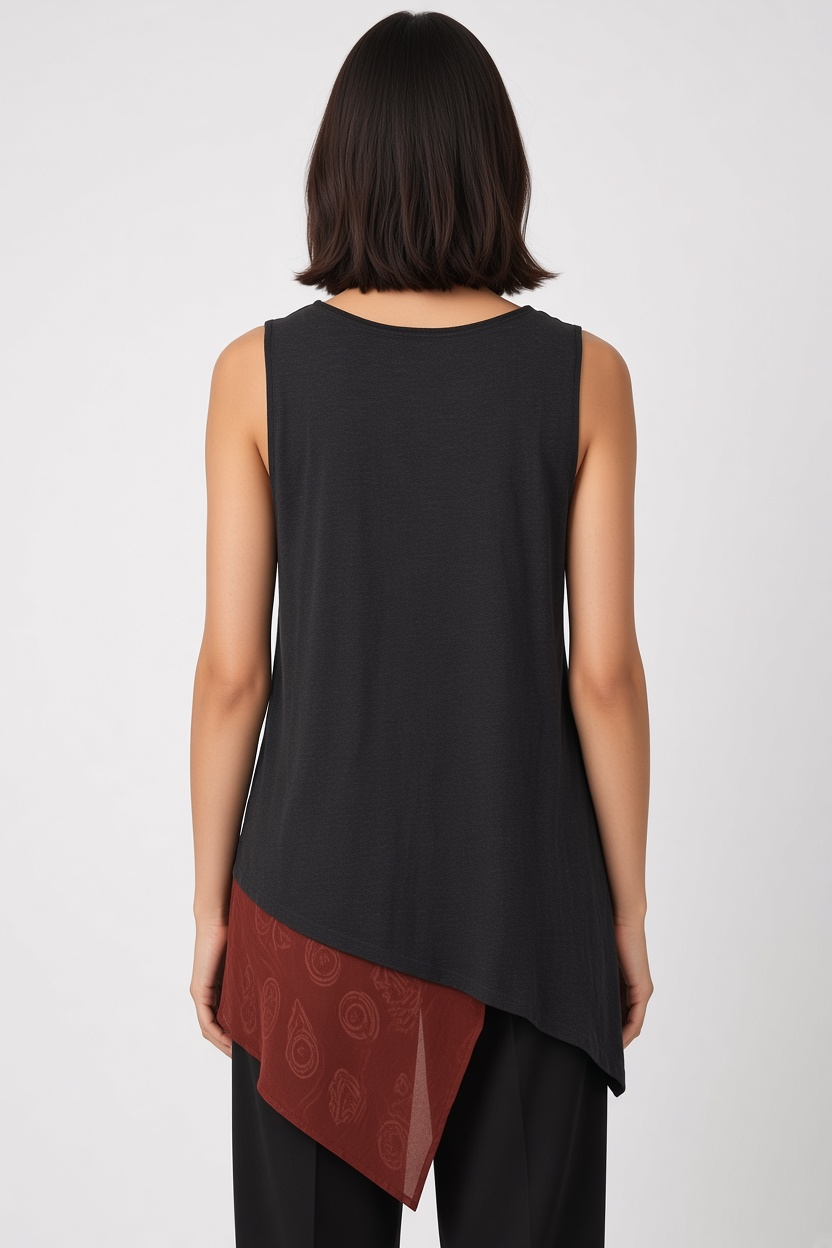 Desigual Damen Top Schwarz Rot Mehrfarbig Größe L