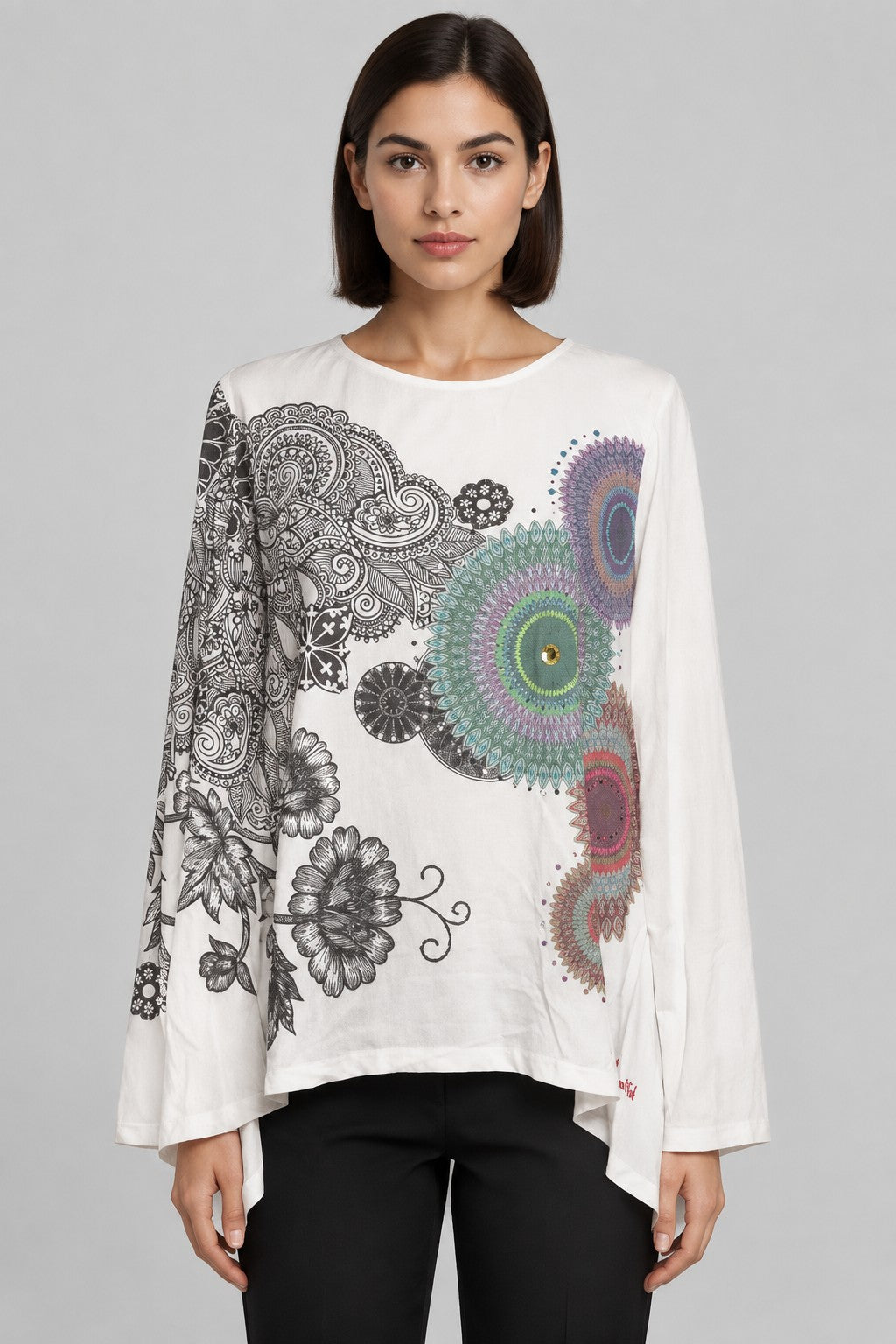 Desigual Damen Top Weiß Mehrfarbig Größe L