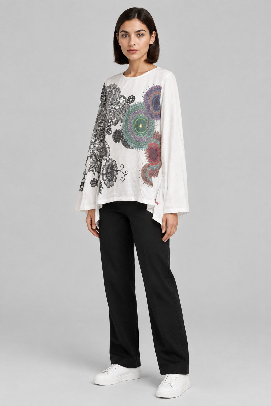 Desigual Damen Top Weiß Mehrfarbig Größe L